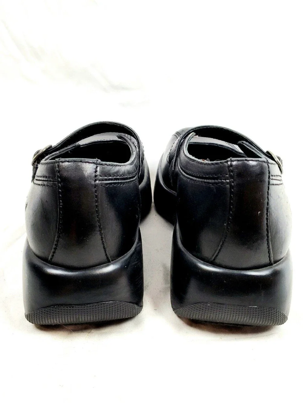 Dansko Chunky Black Leather Platform Mary Jane Shoe
